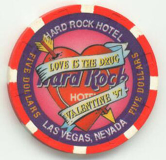 Las Vegas Hard Rock Hotel Valentine's Day 1997 $5 Casino Chip