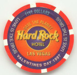 Hard Rock Hotel Valentine's Day 1997 $5 Casino Chip