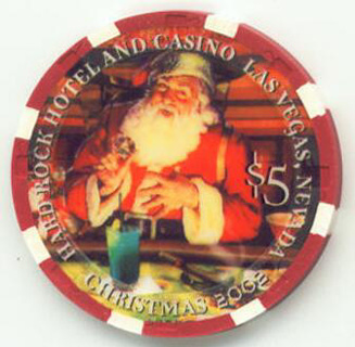 Hard Rock Hotel Christmas 2002 $5 Casino Chip