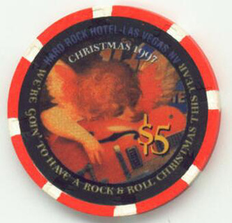 Hard Rock Hotel Christmas Angel 1997 $5 Casino Chip