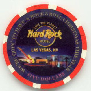 Hard Rock Hotel Christmas Hotel 1997 $5 Casino Chip