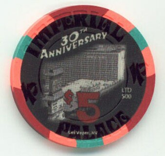 Imperial Palace 30th Anniversary $5 Casino Chip 