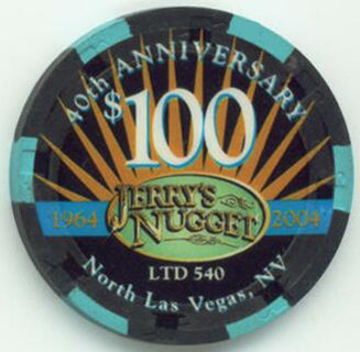 Las Vegas Jerry's Nugget 40th Anniversary $100 Casino Chip