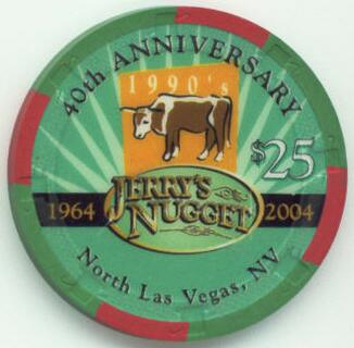 Jerry's Nugget 40th Anniversary $25 Casino Chip 