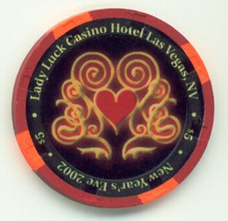 Lady Luck Happy New Year 2002 $5 Casino Chip