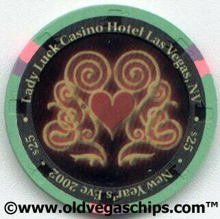 Las Vegas Lady Luck New Year 2002 $25 Casino Chip