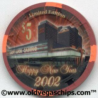 Las Vegas Lady Luck New Year 2002 $5 Casino Chip