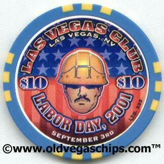Las Vegas Club Labor Day 2001 $10 Casino Poker Chip