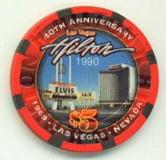 Las Vegas Hilton Elvis Marquee 2010 $5 Casino Chip