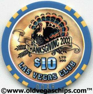 Las Vegas Club Thanksgiving 2002 $10 Chip