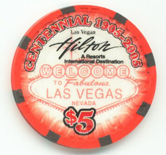 Las Vegas Hilton Vegas Centennial $5 Casino Chip