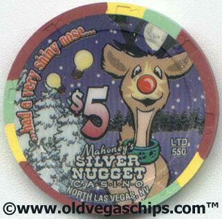 Mahoney's Silver Nugget Christmas $5 Casino Chip 