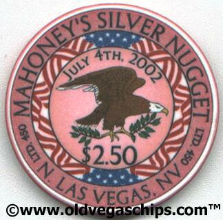 Mahoney's Nugget 4th of July 2002 $2.50 Casino Chip 