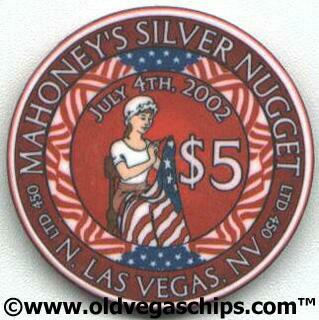Mahoney's Nugget 4th of July 2002 $5 Casino Chip 