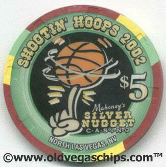 Mahoney's Silver Nugget Hoops 2002 $5 Casino Chip 