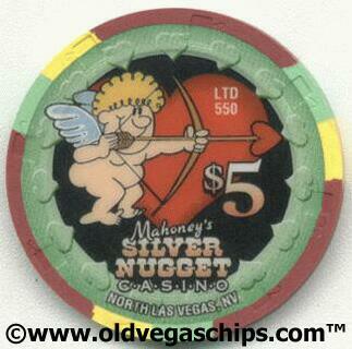 Mahoney's Silver Nugget Valentine's $5 Casino Chip 