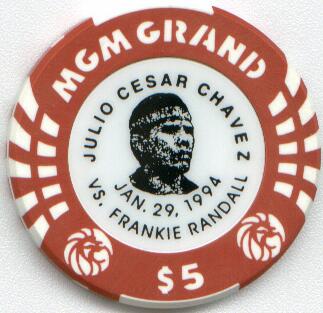 Las Vegas MGM Grand Julio Cesar Chavez $5 Casino Chips