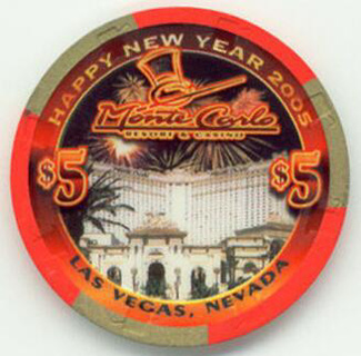 Monte Carlo Hotel New Year 2005 $5 Casino Poker Chip