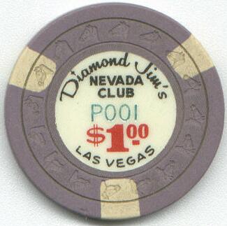 Las Vegas Diamond Jim's Nevada Club $1 Casino Poker Chips