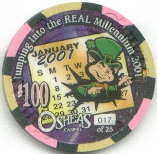 O'Shea's Casino Real Millennium 2001 $100 Casino Chip 