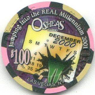 O'Shea's Casino Real Millennium 2001 $100 Casino Chip 