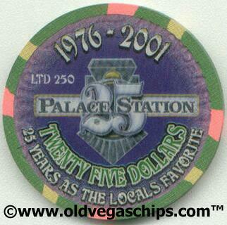 Las Vegas Palace Station 25th Anniversary $25 Casino Chip 