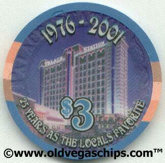 Palace Station 25th Anniversary $3 Casino Chip