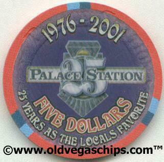 Palace Station 25th Anniversary $5 Casino Chip