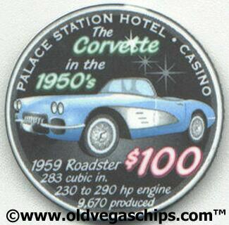 Palace Station 1959 Corvette Roadster $100 Casino Chip