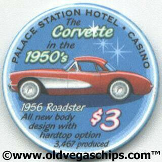 Palace Station 1956 Corvette Roadster $3 Casino Chip