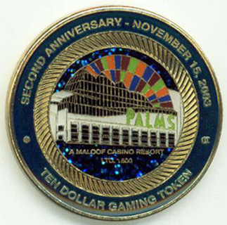Palms 2nd Anniversary $10 Painted Gaming Token 