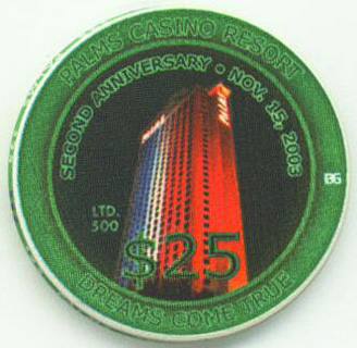 Palms Hotel 2nd Anniversary 2003 $25 Casino Chip