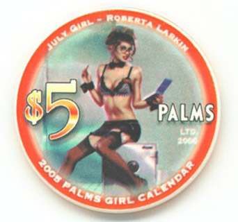 Palms Hotel Miss July Roberta Larkin $5 Casino Chip