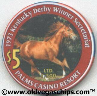 Palms Hotel 1973 Kentucky Derby Winner Secretariat $5 Casino Chip