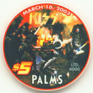 Palms Hotel Kiss Album Cover Alive! $5 Casino Chip