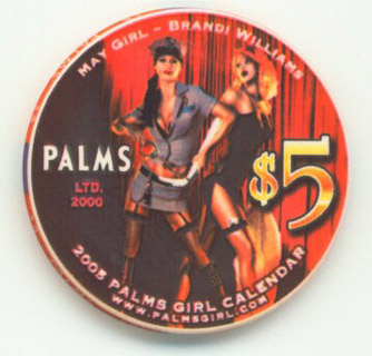 Las Vegas Palms Hotel May Calendar Girl $5 Casino Chip