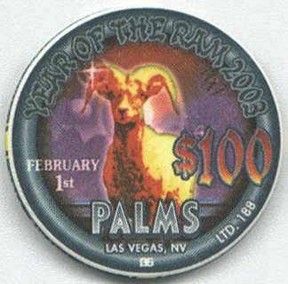 Palms Hotel Chinese New Year Ram $100 Casino Chip