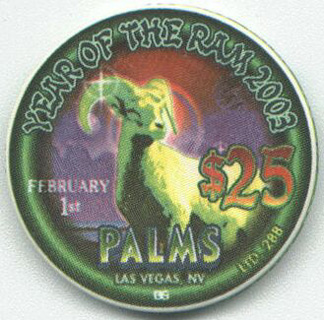 Palms Hotel Chinese New Year of the Ram $25 Casino Chip