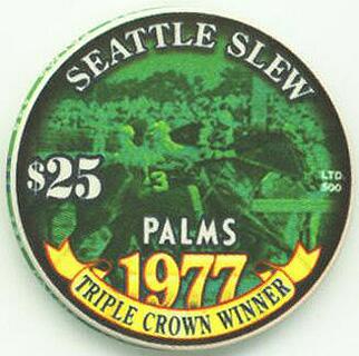Palms Hotel 1977 Triple Crown Winner Seattle Slew $25 Casino Chip