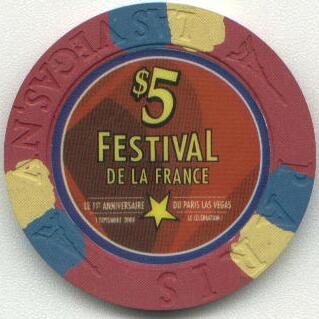 Paris Las Vegas Festival De La France $5 Casino Chip