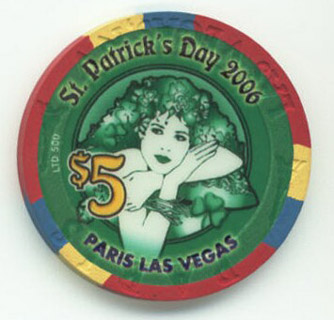 Paris Las Vegas St. Patrick's Day 2006 $5 Casino Chip