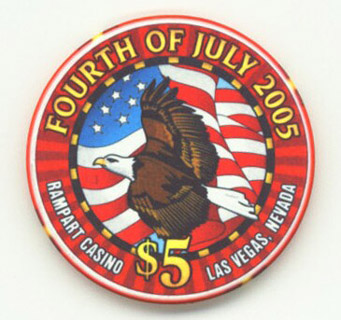 Rampart Casino 4th of July 2005 $5 Casino Chip