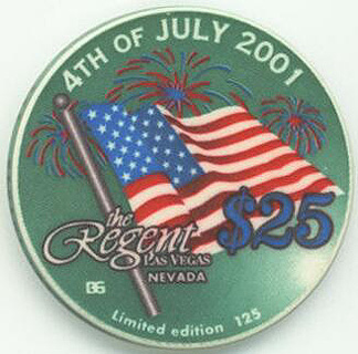 Las Vegas Regent Casino 4th of July 2001 $25 Casino Chip