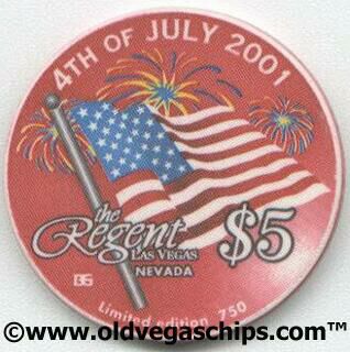 Regent 4th of July 2001 $5 Casino Chip