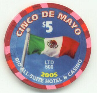 Rio Hotel Cinco De Mayo 2005 $5 Casino Chip 
