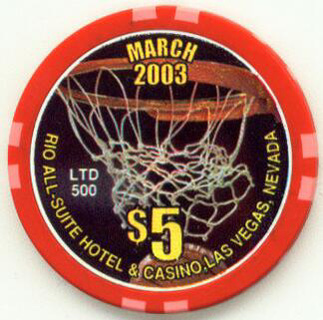 Rio March Madness Basketball 2003 $5 Chip
