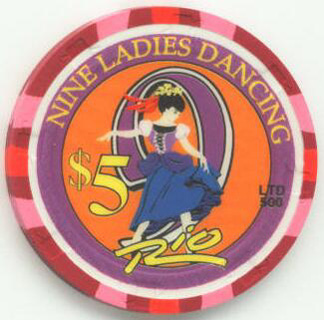 Las Vegas Rio Hotel Christmas 2003 $5 Casino Chip