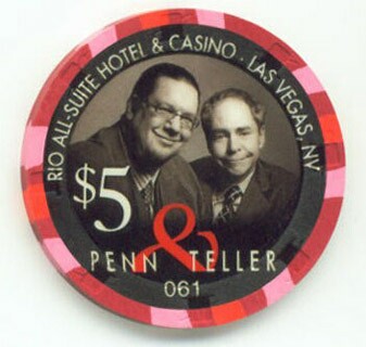 Rio Hotel Penn & Teller 2007 $5 Casino Chip 