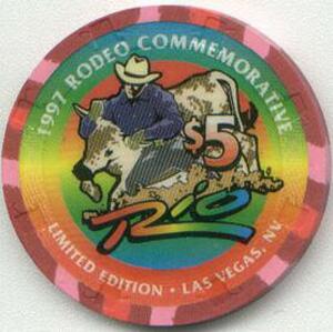 Rio National Finals Rodeo 1997 $5 Casino Chip