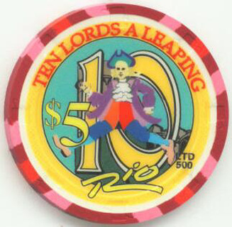 Las Vegas Rio Hotel Christmas 2003 $5 Casino Chip